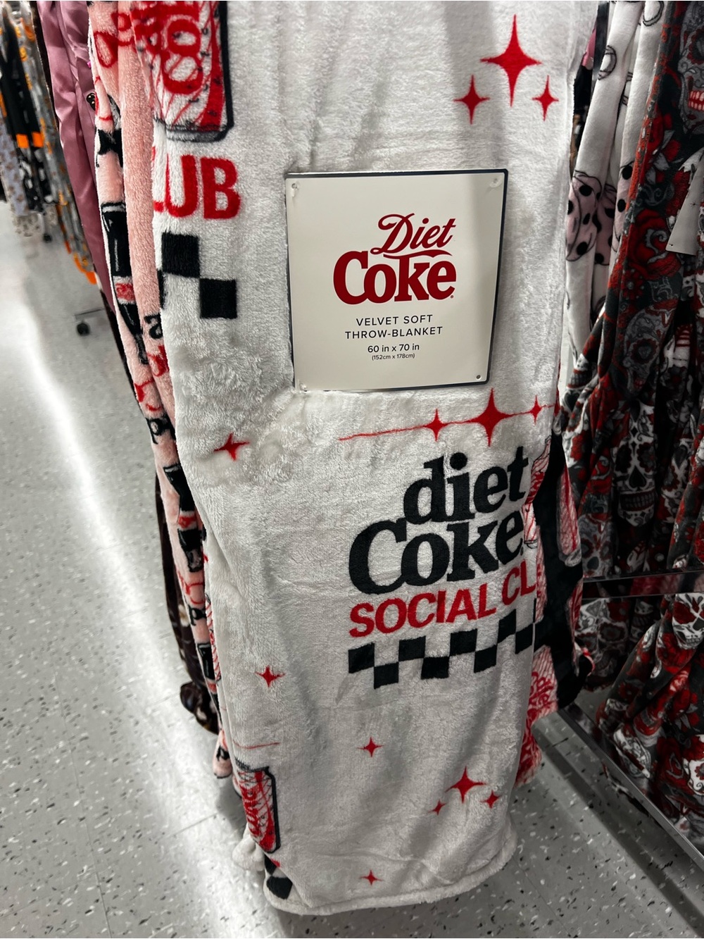 Coca Cola Diet Coke grey Red Velvet Throw Blanket